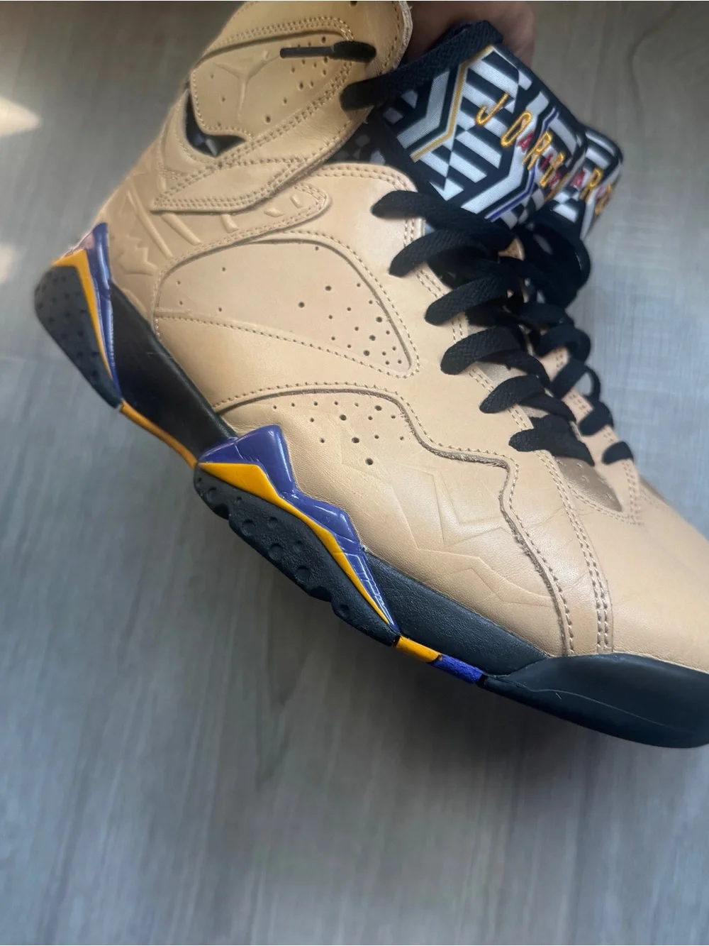 Jordan Men's Wheat/Tan High-Top Sneakers with Black Accents